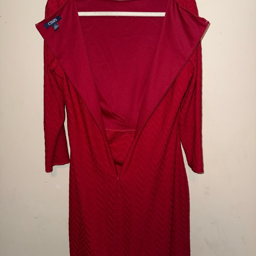 Chaps Red Long Sleeve Pleated Dress - image 4